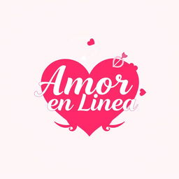 A vibrant and modern dating logo designed with a romantic theme in Spanish
