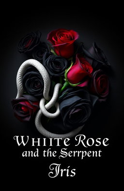 A captivating book cover design showcasing a striking arrangement of black roses intertwined with a single red rose, symbolizing dark romance