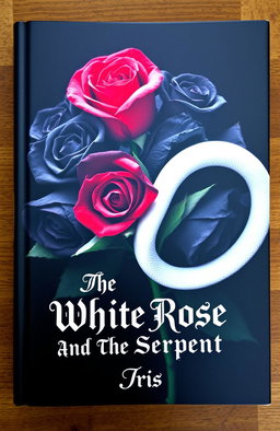 A captivating book cover design showcasing a striking arrangement of black roses intertwined with a single red rose, symbolizing dark romance
