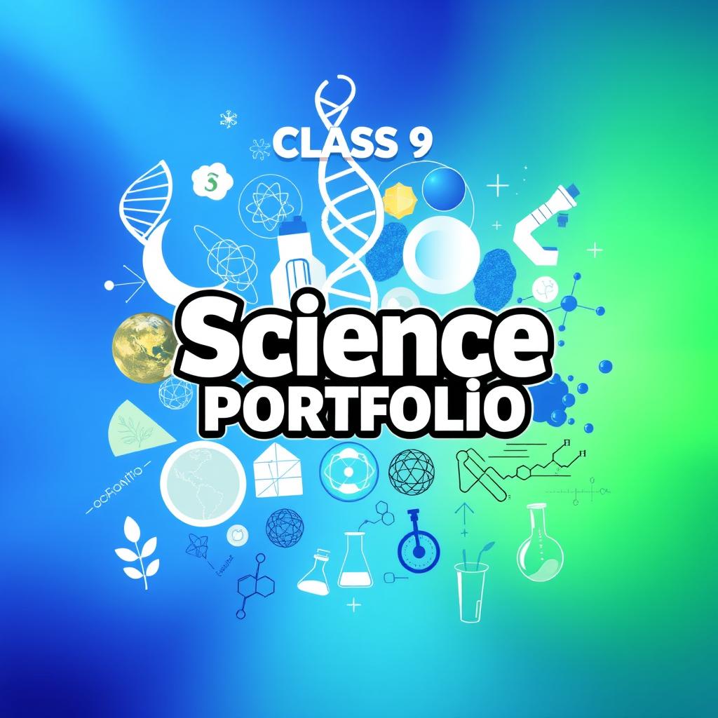 A creative and eye-catching cover page design for a class 9 science portfolio
