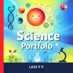 A creative and eye-catching cover page design for a class 9 science portfolio
