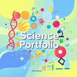 A creative and eye-catching cover page design for a class 9 science portfolio