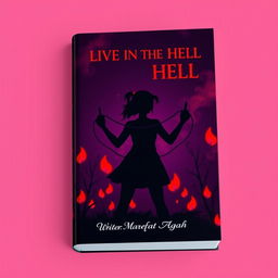 A realistic book cover design featuring a dark purple background interspersed with vivid red flames that flicker and glow