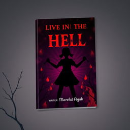 A realistic book cover design featuring a dark purple background interspersed with vivid red flames that flicker and glow