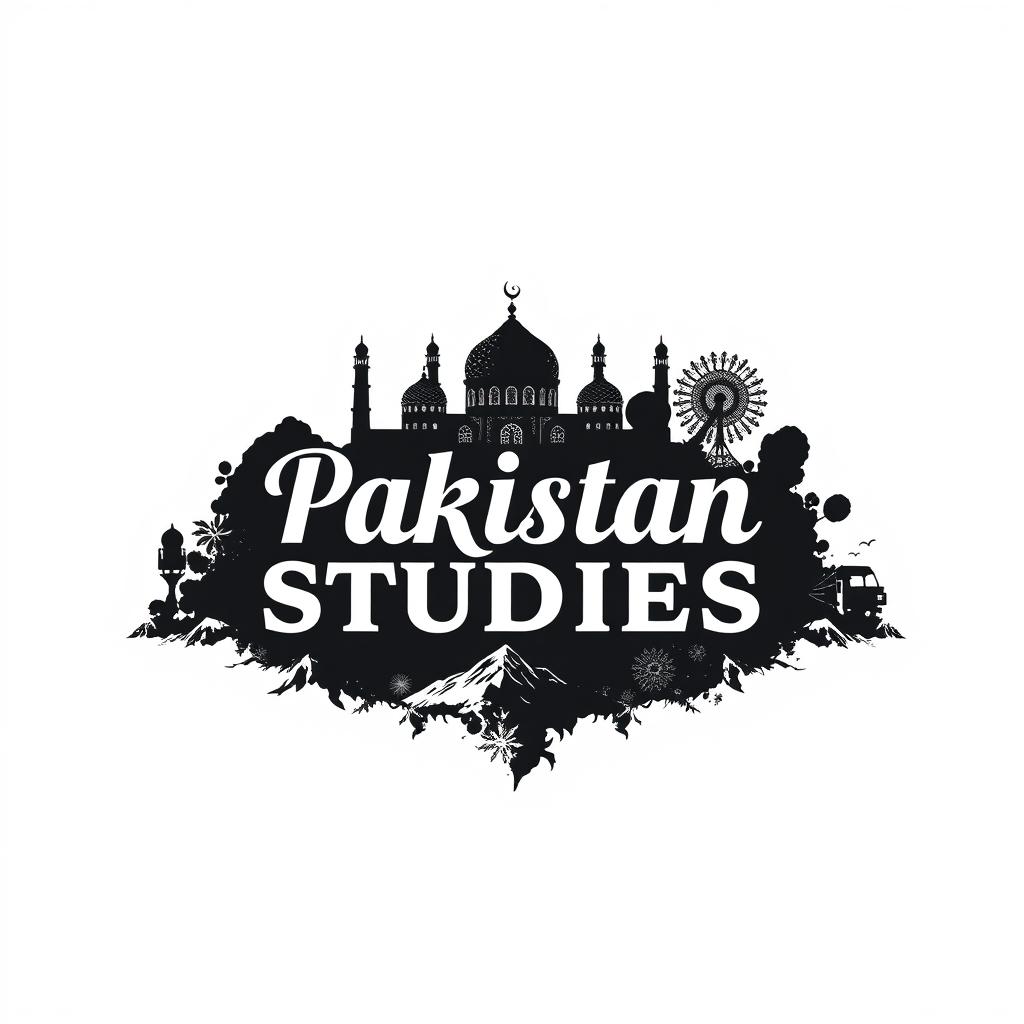 A striking black and white concept design for the title 'Pakistan Studies'