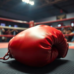 A detailed and vibrant close-up image of a boxing glove resting on a textured surface