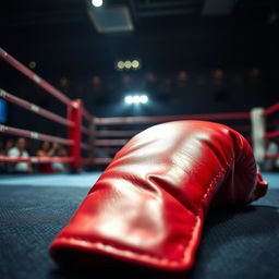 A detailed and vibrant close-up image of a boxing glove resting on a textured surface