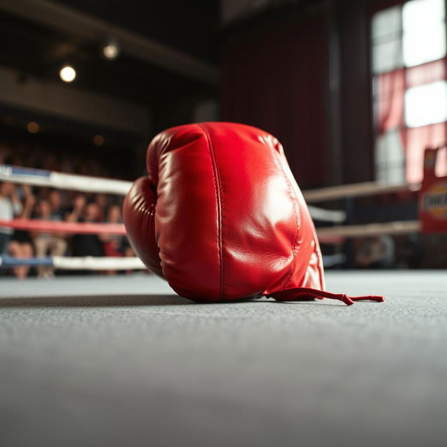 A detailed and vibrant close-up image of a boxing glove resting on a textured surface