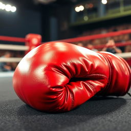 A detailed and vibrant close-up image of a boxing glove resting on a textured surface
