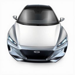 A sleek silver BYD Atto 3 car captured from a front diagonal angle, showcasing its modern and stylish design features