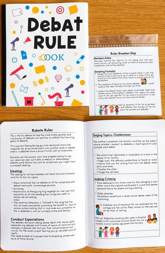 A neatly organized rule book for a high school debate club, showcasing clear and concise guidelines for members