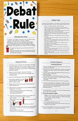 A neatly organized rule book for a high school debate club, showcasing clear and concise guidelines for members