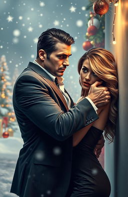 A light themed Christmas background featuring soft, snowy landscapes with twinkling lights and festive decorations