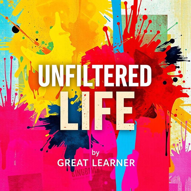 A striking and modern book cover for 'Unfiltered Life' by Great Learner