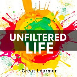 A striking and modern book cover for 'Unfiltered Life' by Great Learner