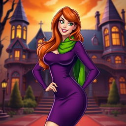 A stunning, sexy portrayal of Daphne Blake, inspired by the popular cartoon character from Scooby-Doo