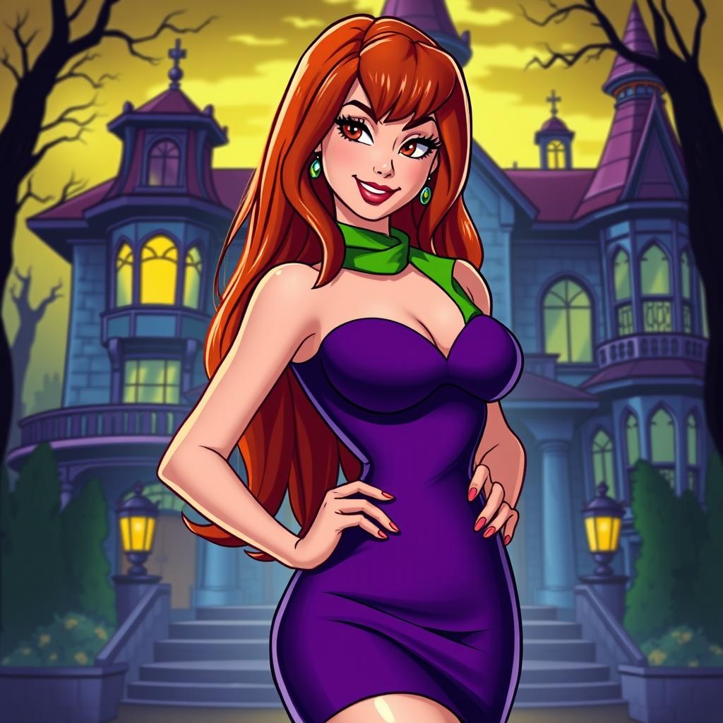 A stunning, sexy portrayal of Daphne Blake, inspired by the popular cartoon character from Scooby-Doo