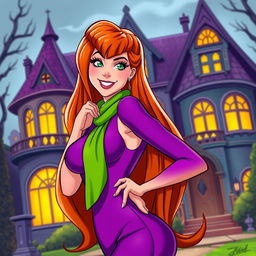 A stunning, sexy portrayal of Daphne Blake, inspired by the popular cartoon character from Scooby-Doo