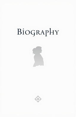 A cover design for a biography book, featuring a solid white background that conveys a sense of purity and simplicity
