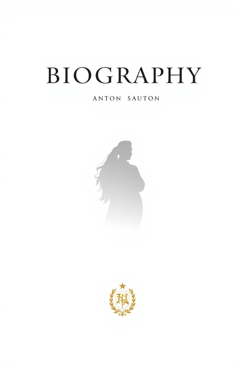 A cover design for a biography book, featuring a solid white background that conveys a sense of purity and simplicity