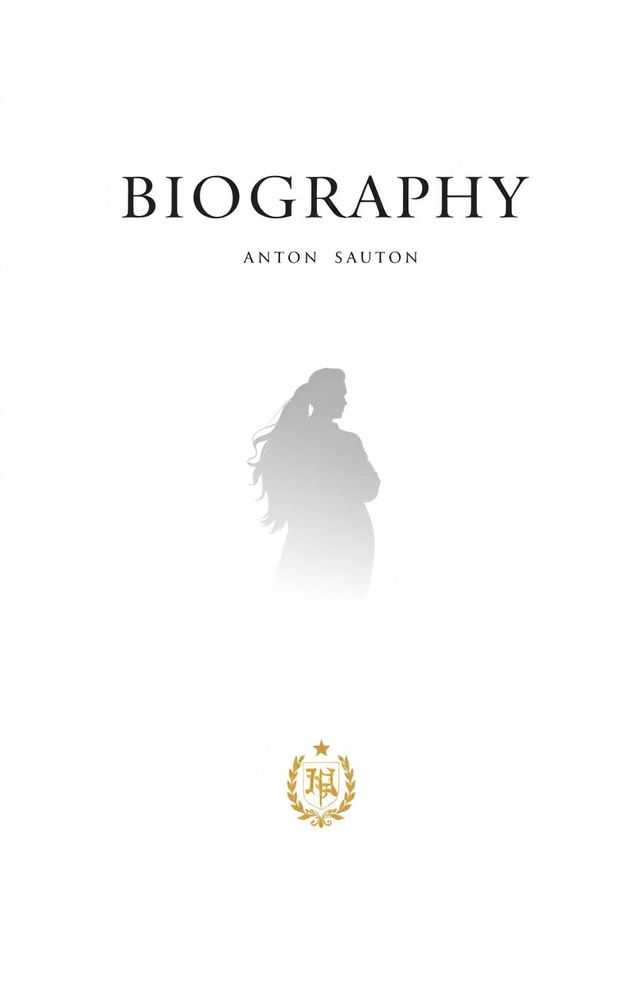 A cover design for a biography book, featuring a solid white background that conveys a sense of purity and simplicity