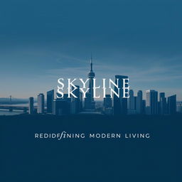 An elegant and modern advertising image for 'Skyline Architects', showcasing architectural designs that highlight innovative architecture