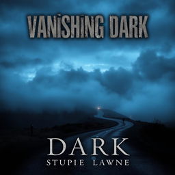 A striking book cover titled "Vanishing Dark" featuring a desolate landscape of a winding road disappearing into a thick fog