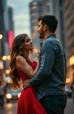 A dramatic reunion scene between two lovers after one year apart