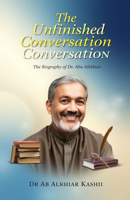 A visually captivating book cover design for 'The Unfinished Conversation: The Biography of Dr