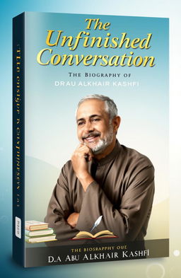 A visually captivating book cover design for 'The Unfinished Conversation: The Biography of Dr
