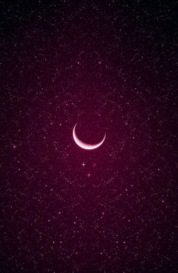 A breathtaking view of a red sky filled with countless shining stars, featuring a prominent crescent moon in the center