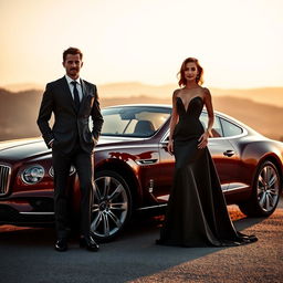 A stunning landscape-oriented image of a luxury car showcased in an elegant outdoor setting, measuring 1600x900 pixels