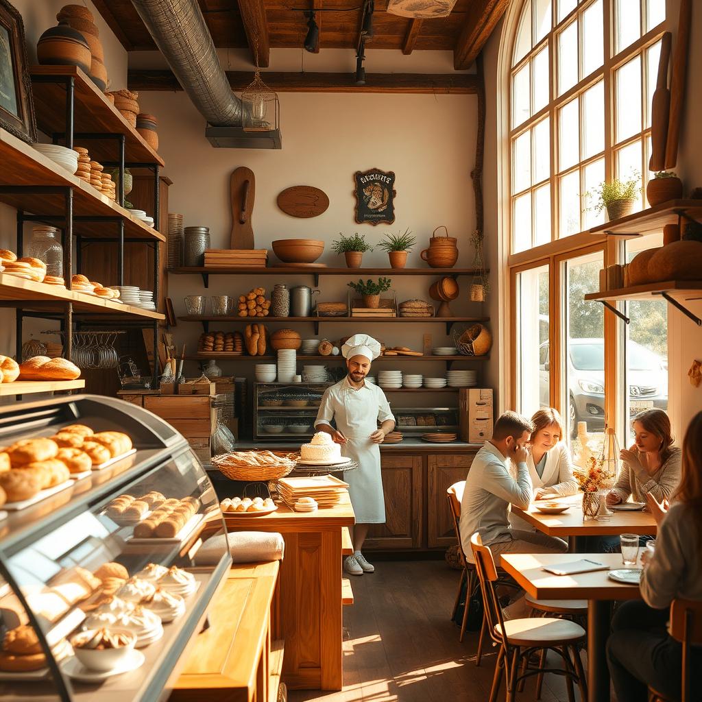 A charming bakery interior filled with freshly baked goods