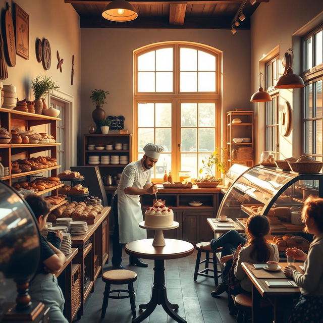 A charming bakery interior filled with freshly baked goods