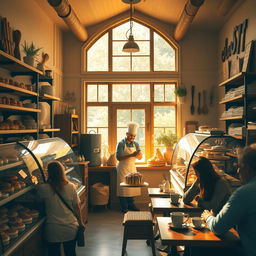 A charming bakery interior filled with freshly baked goods