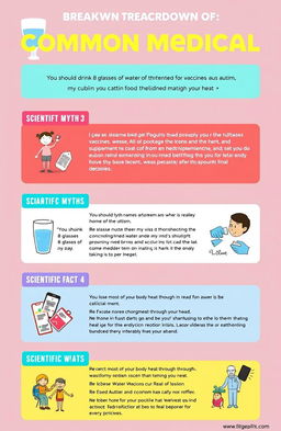 A visually engaging infographic depicting the breakdown of common medical myths