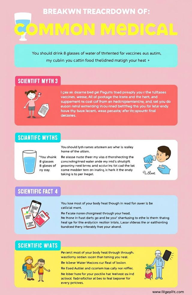 A visually engaging infographic depicting the breakdown of common medical myths