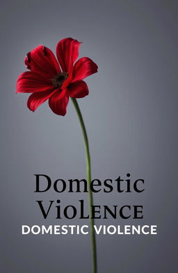 A striking image of a single red flower at the center, symbolizing the theme of domestic violence