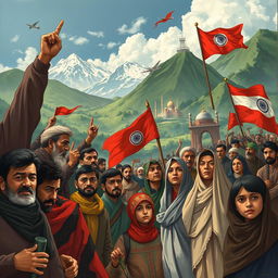 A powerful and evocative illustration representing the chronicle of struggle, separatism, and change in Kashmir