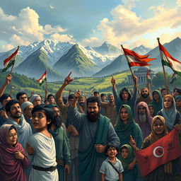 A powerful and evocative illustration representing the chronicle of struggle, separatism, and change in Kashmir