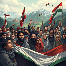A powerful and evocative illustration representing the chronicle of struggle, separatism, and change in Kashmir
