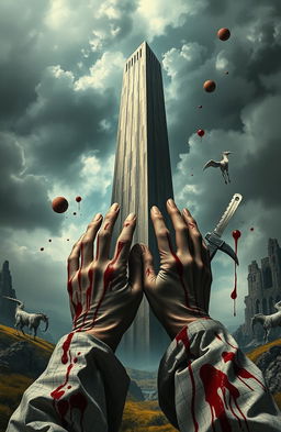 A vengeful architect depicted in a dramatic scene, with a looming tower representing his ambition and anger towards ex-lovers