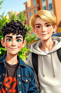 Two boys aged around 20 years old, depicted with distinct facial features