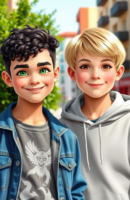 Two boys aged around 20 years old, depicted with distinct facial features