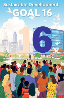 An artistic representation of Sustainable Development Goal 16, which focuses on promoting peaceful and inclusive societies for sustainable development, providing access to justice for all, and building effective, accountable institutions at all levels