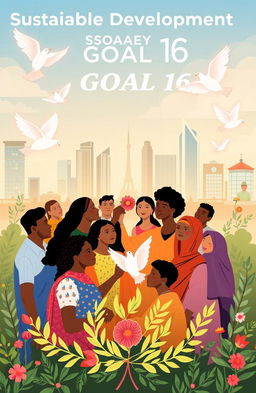 An artistic representation of Sustainable Development Goal 16, which focuses on promoting peaceful and inclusive societies for sustainable development, providing access to justice for all, and building effective, accountable institutions at all levels
