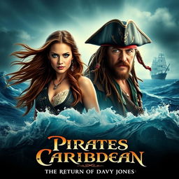 An epic movie poster for a fictional film titled 'Pirates of the Caribbean 6: The Return of Davy Jones