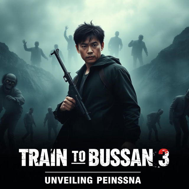 A gripping movie poster for the fictional film 'Train to Busan 3: Unveiling Peninsula