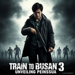 A gripping movie poster for the fictional film 'Train to Busan 3: Unveiling Peninsula