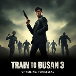 A gripping movie poster for the fictional film 'Train to Busan 3: Unveiling Peninsula
